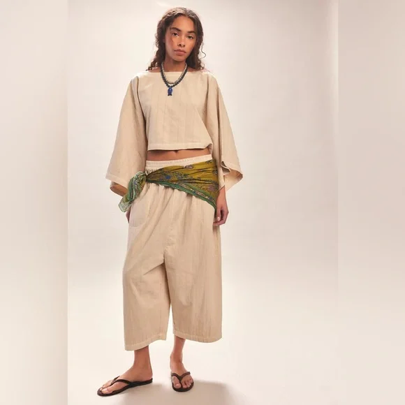 Free People Check Me Out Harem Pant Set - Picture 1 of 4